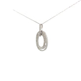 14k White Gold .50ct H SI1 Round Diamond Oval Necklace